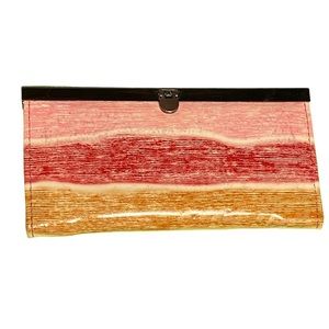 Two tone pink with gold sparkle clutch inside